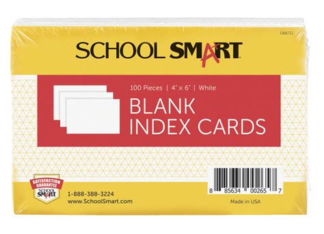 School Smart Unruled Index Cards, 4 x 6 Inches, Blue, Pack of 100